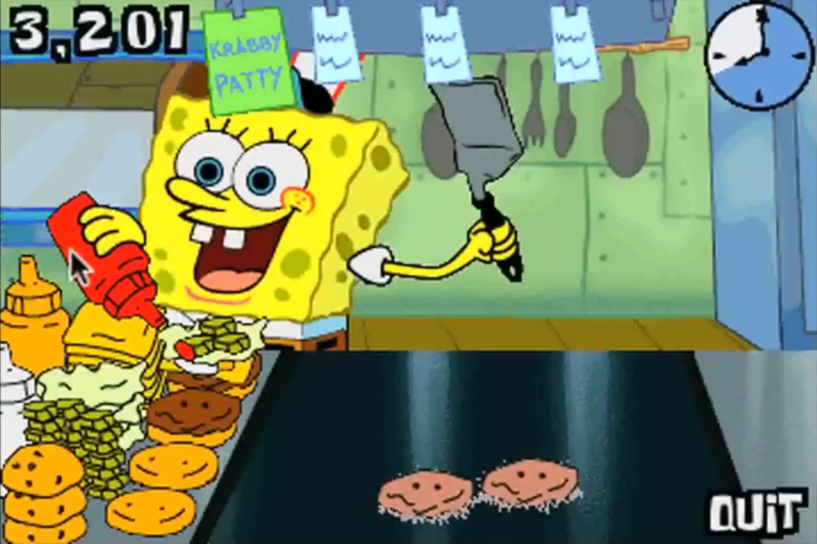 spongebob flipping patties