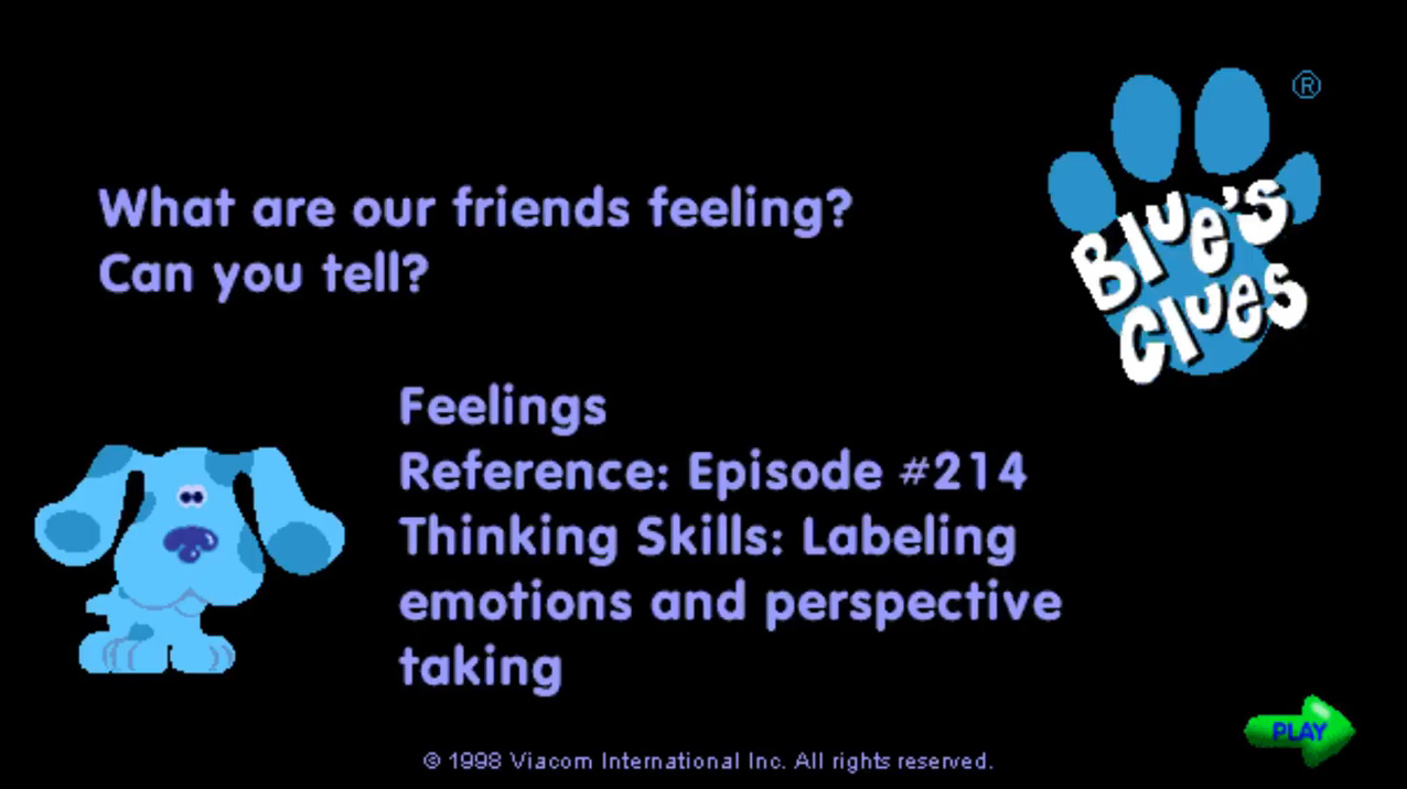 Blue's Clues 214 Feelings Game Cover