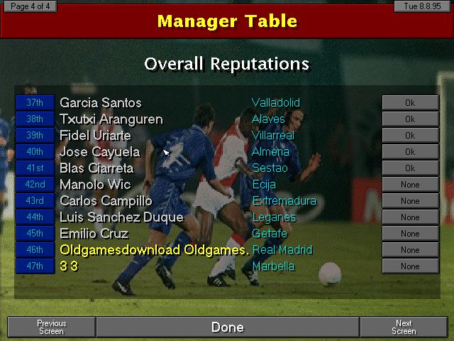 Championship Manager 96/97 (DOS) Game Download