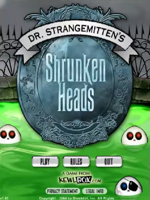 Dr. Strangemitten's Shrunken Heads Game Cover