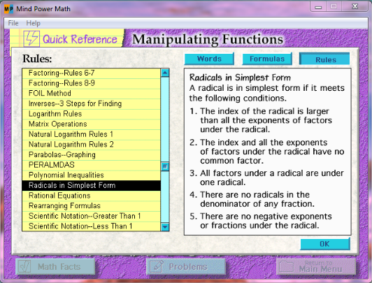 Mind Power High School Algebra 2 reference guide