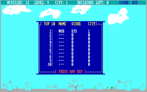 Missile Attack Gameplay (DOS)