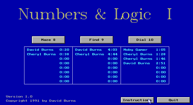 Numbers & Logic I Game Cover