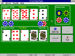 The 5-Card Poker Collection Gameplay (Windows 3.x)