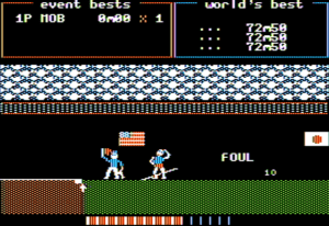 Track & Field Gameplay (Apple II)