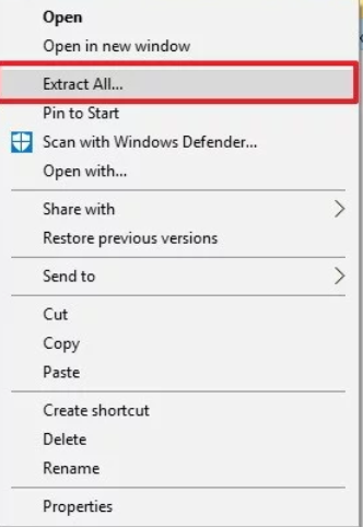 Extracting files on Windows 10