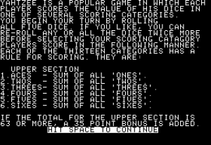 Yahtzee Gameplay (Apple II)