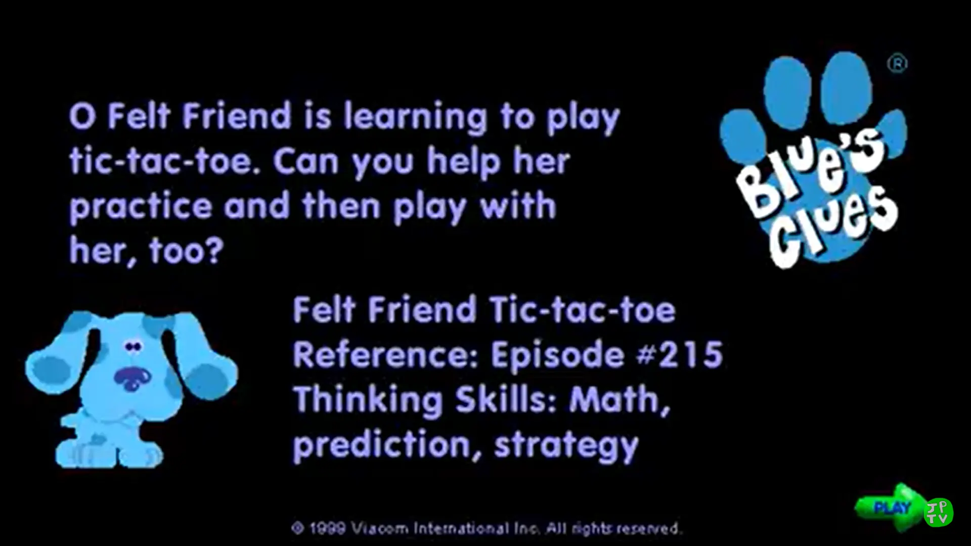 Blue's Clues 007: Felt Friend Tic-Tac-Toe Game Cover