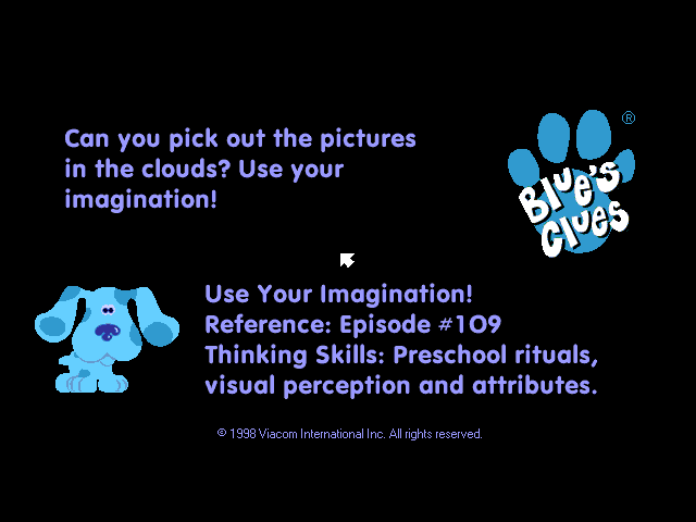 Blue's Clues 109: Clouds - Use Your Imagination Game Cover