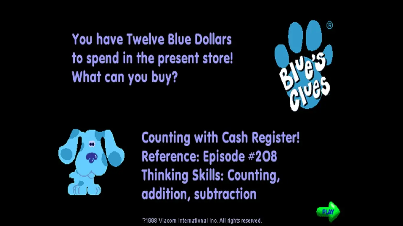 Blue's Clues 208: Counting With Cash Register Game Cover