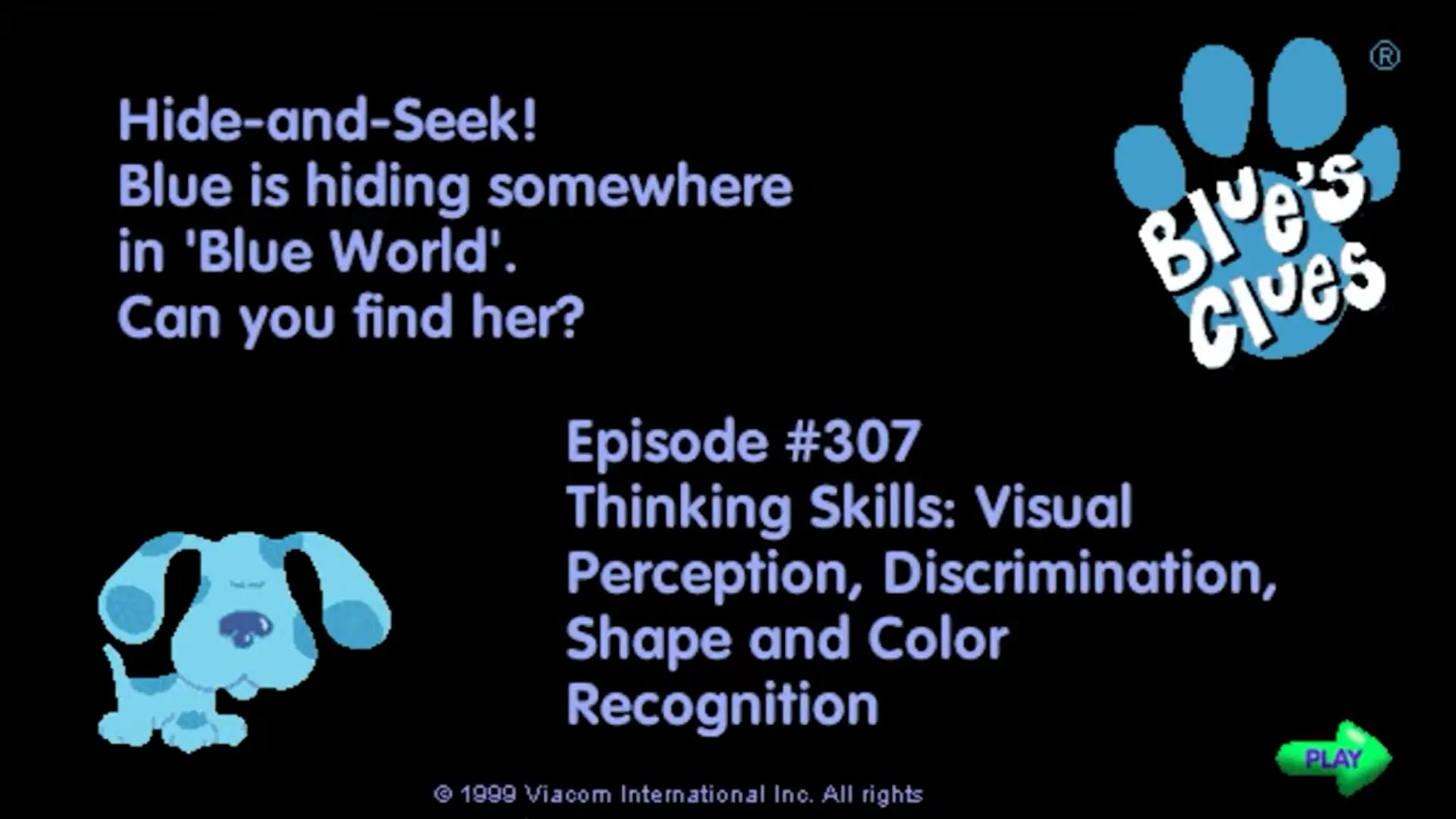 Blue's Clues 307: Hide and Seek Game Cover