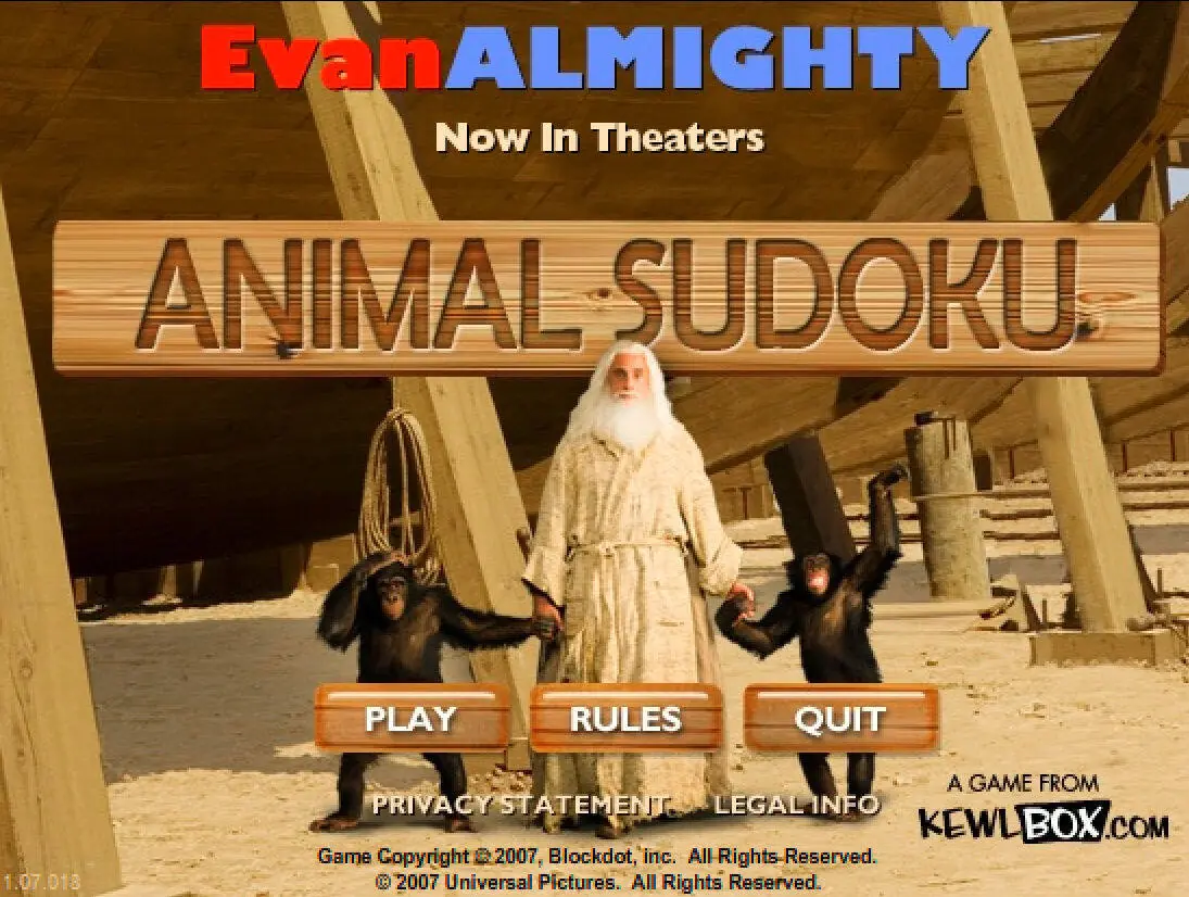 Evan Almighty Animal Sudoku Game Cover