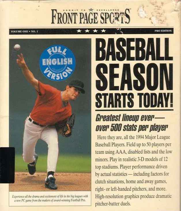 Front Page Sports: Baseball '94 Game Cover