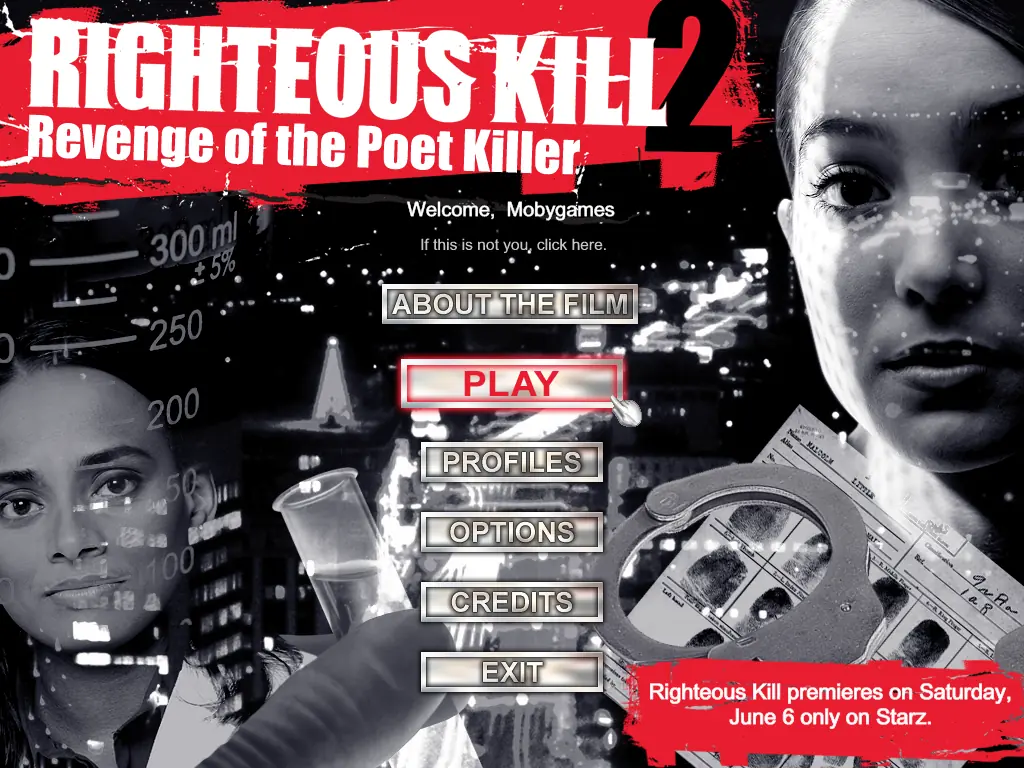 Righteous Kill 2: Revenge of the Poet Killer Game Cover
